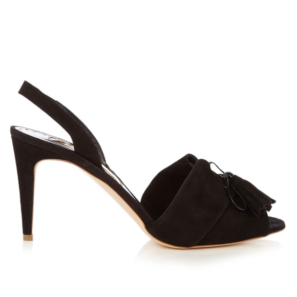 Rupert Sanderson Gladys Slingbacks Black Suede Luxury Pumps Heeled Sandals 6